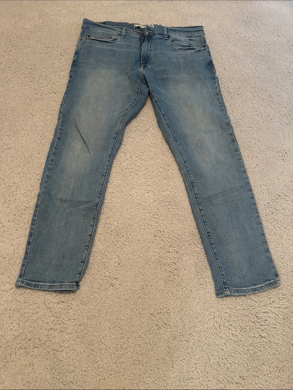 True Craft Slim Tapered Jeans in Mid Blue Wash